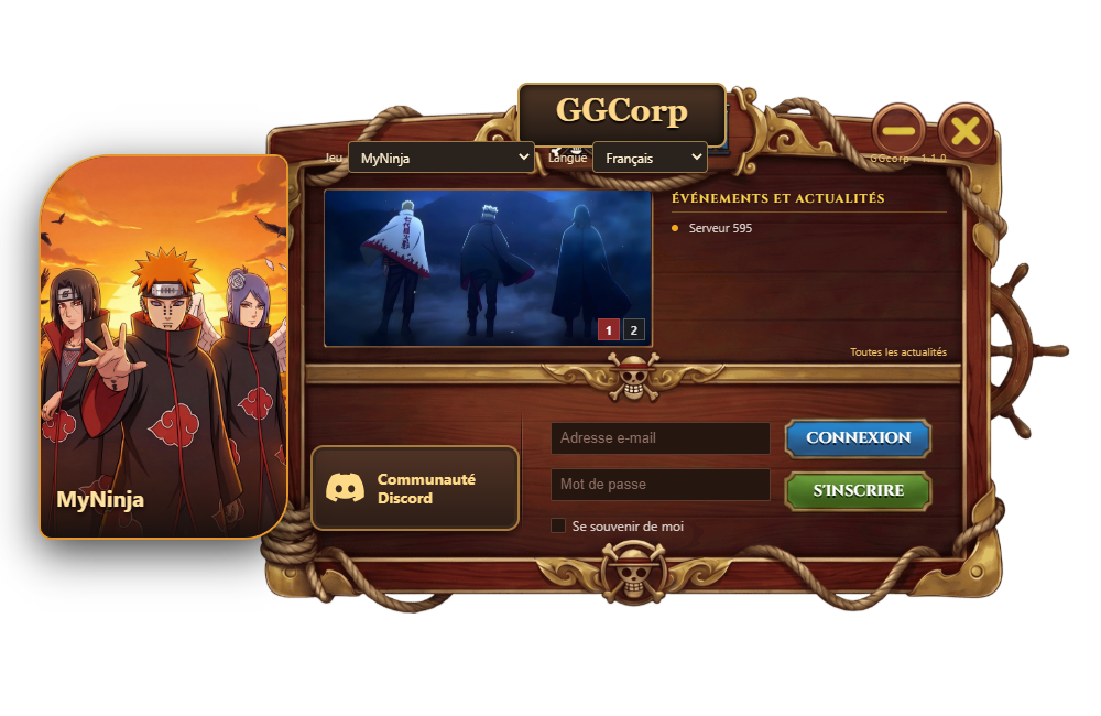 MyNinja home screen in the GGcorp client